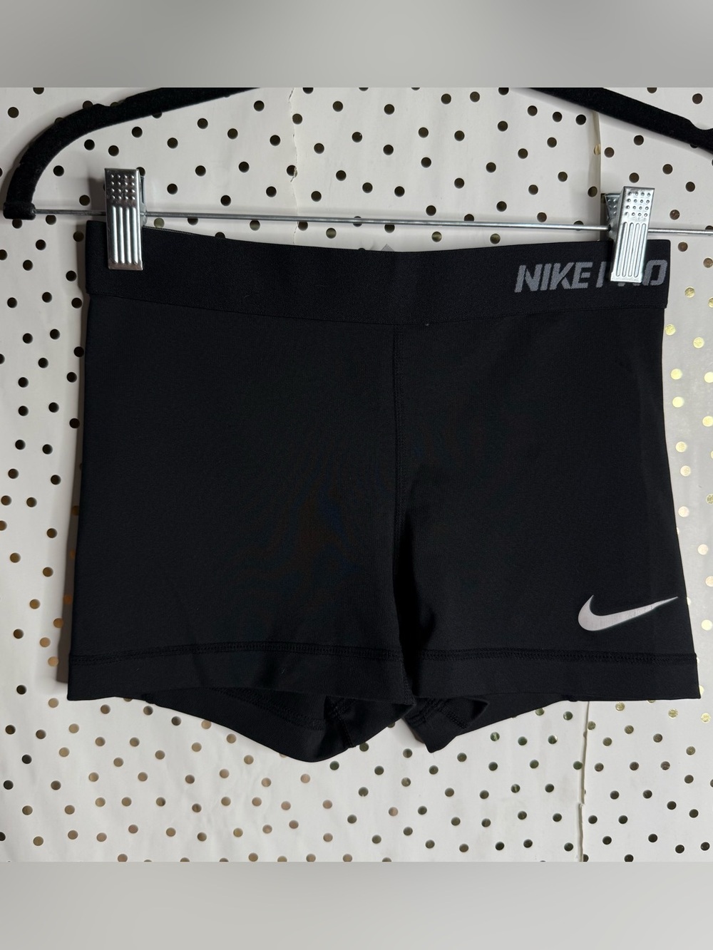 Nike Black Women's Athletic Compression Shorts with Swoosh - Picture 2 of 7